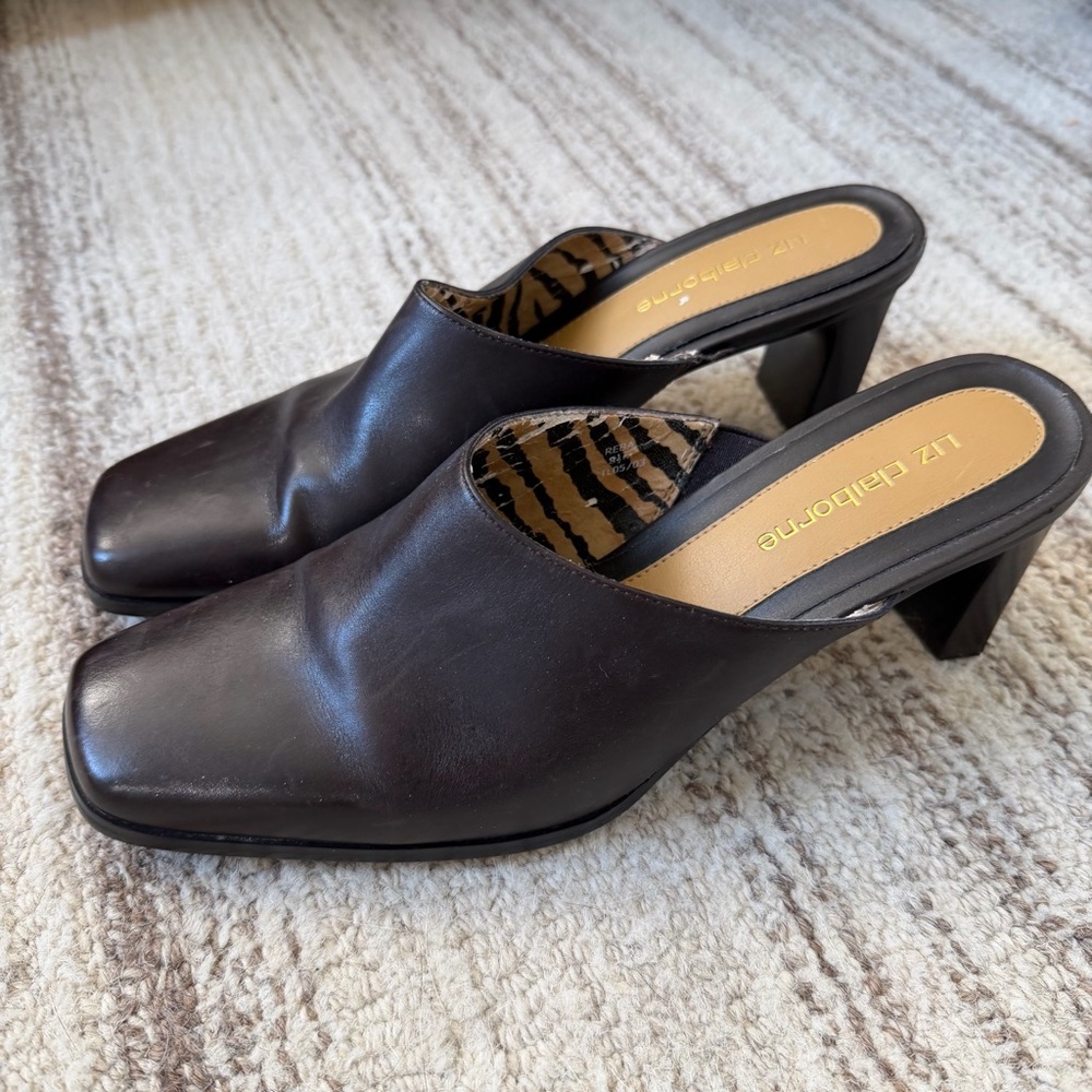 Liz Claiborne Brown Leather Mules